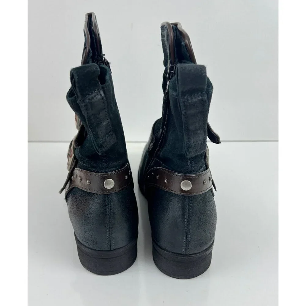 Miz Mooz Sammie Indigo Blue Buckle Ankle Boots Size 38 7.5-8 M - Picture 4 of 11